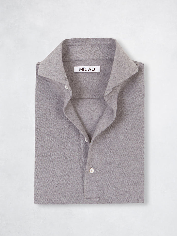 PIQUE CASHMERE POLO GREY MELANGE