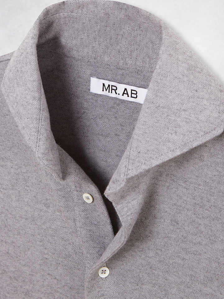 PIQUE CASHMERE POLO GREY MELANGE