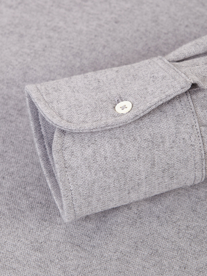 PIQUE CASHMERE POLO GREY MELANGE
