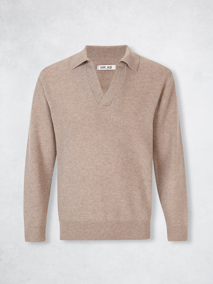 WOOL TRICOT POLO TAUPE