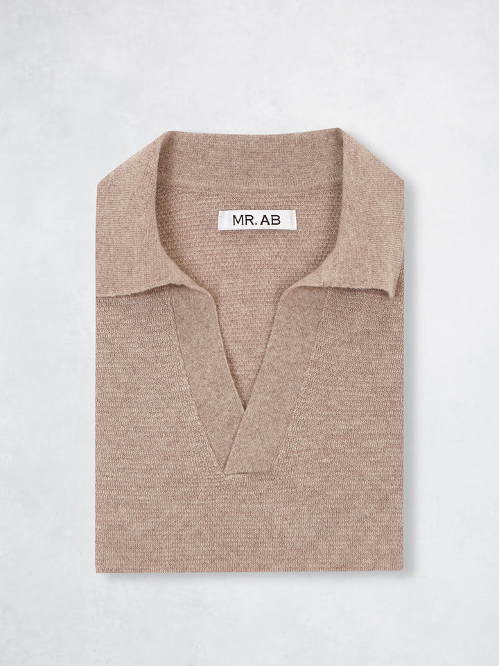 WOOL TRICOT POLO TAUPE