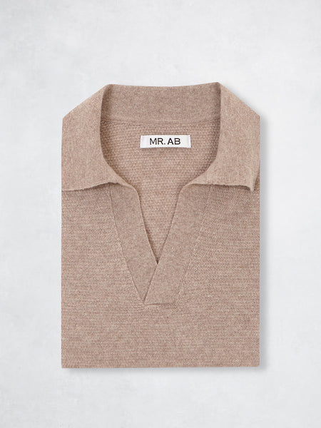 WOOL TRICOT POLO TAUPE