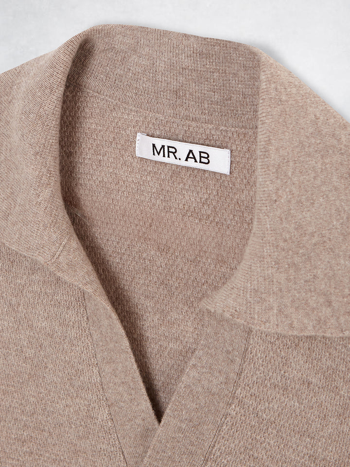WOOL TRICOT POLO TAUPE