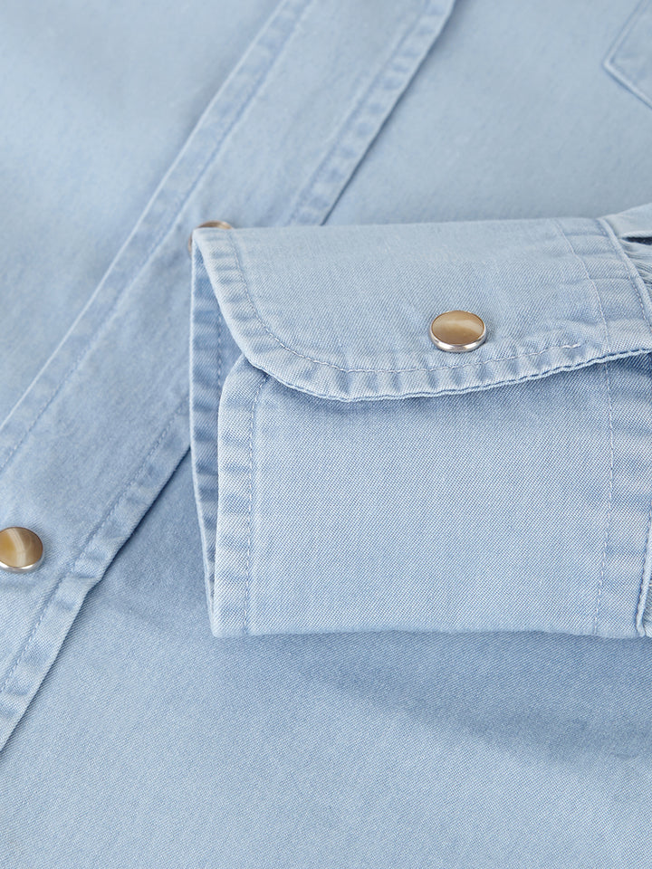 SNAP DENIM SHIRT BLUE