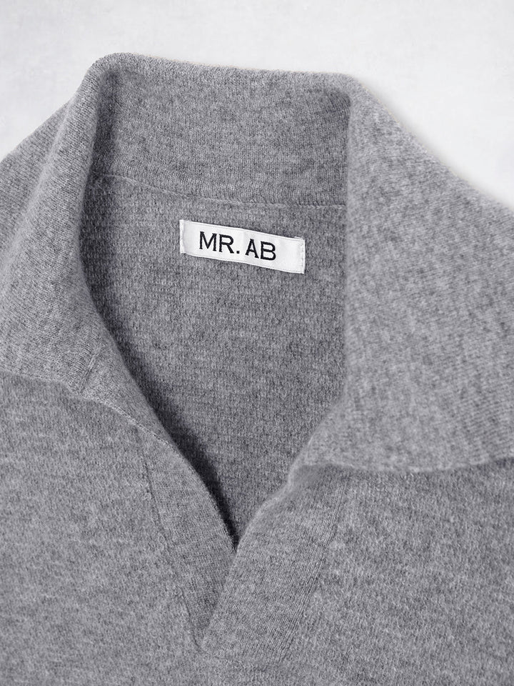 WOOL TRICOT POLO GREY