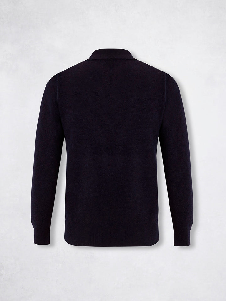 WOOL TRICOT POLO NAVY