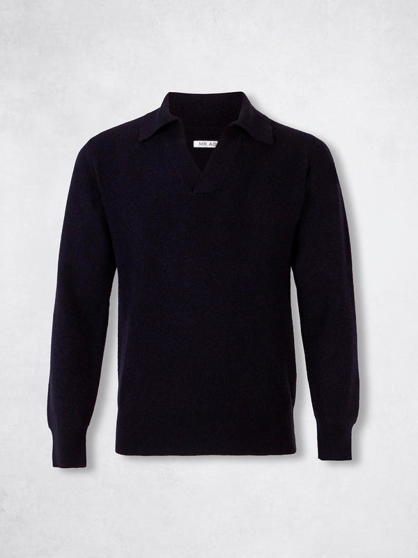 WOOL TRICOT POLO NAVY