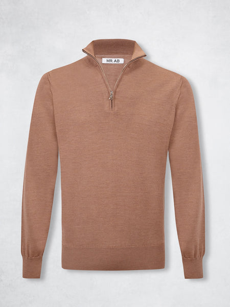 ZIPPER CASHMERE CAMEL