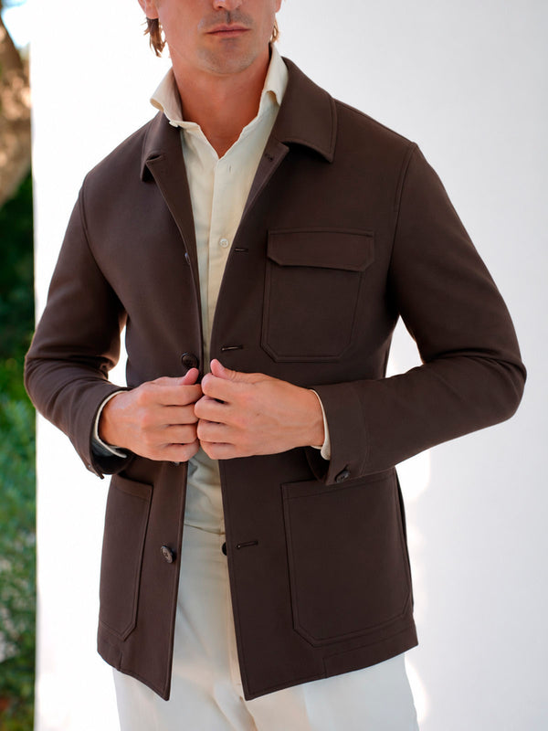 CASHMERE POCKET JACKET BROWN