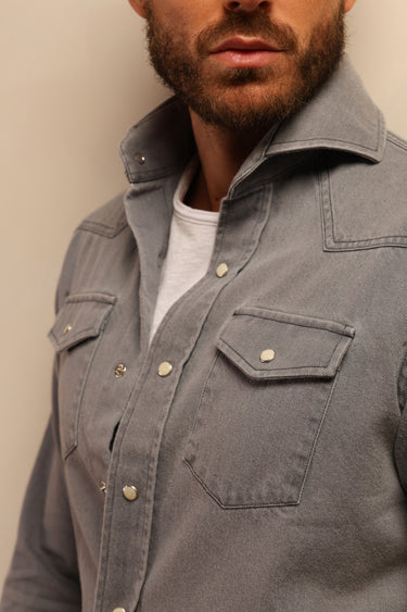 SNAP DENIM SHIRT GREY