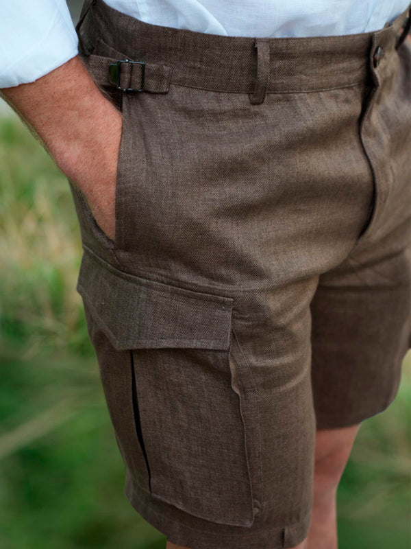 LINEN SHORTS BROWN