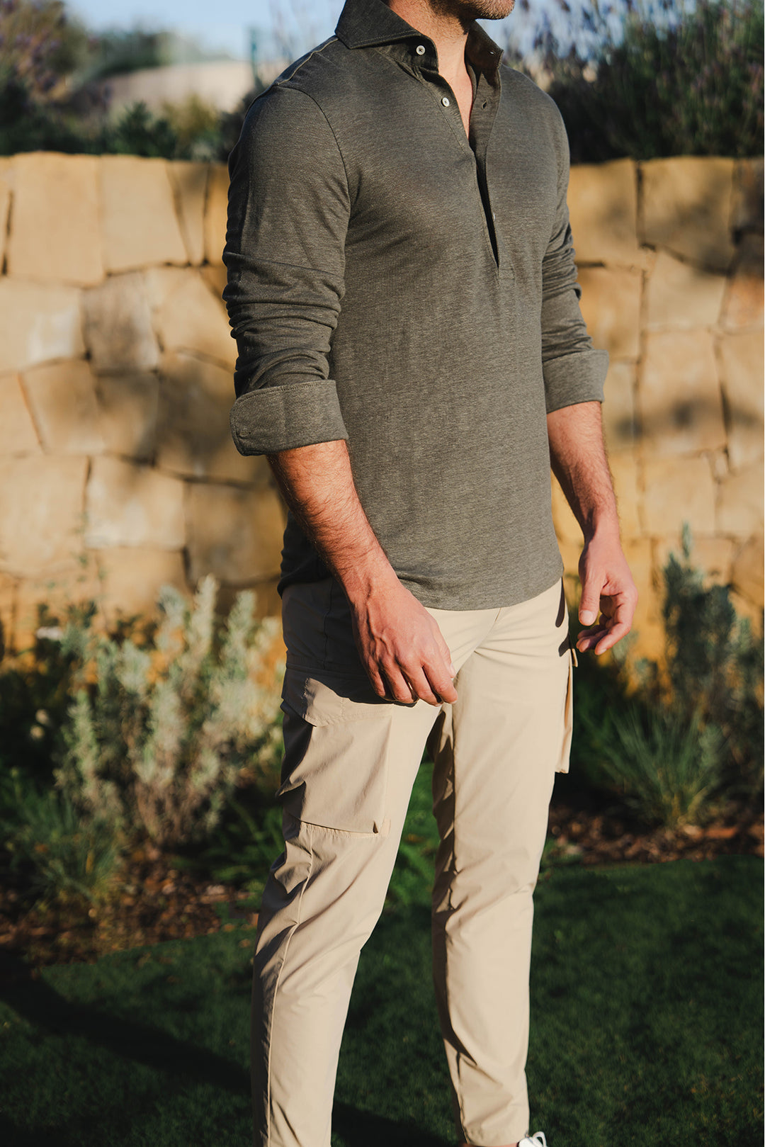 LINEN POLO KHAKI