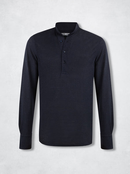 LINEN POLO MAO NAVY