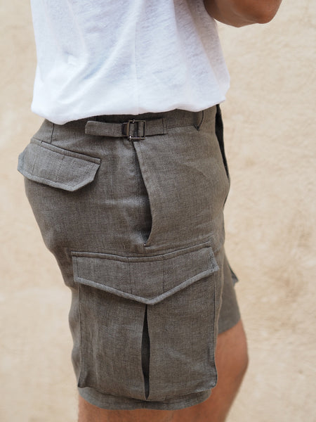 LINEN SHORTS TAUPE