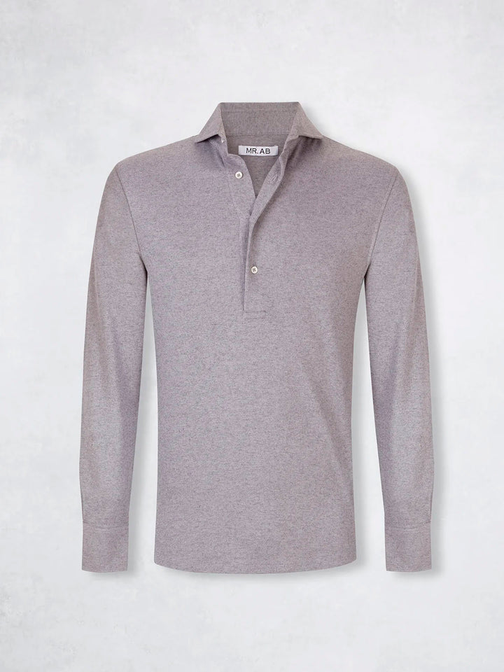 PIQUE CASHMERE POLO GREY MELANGE