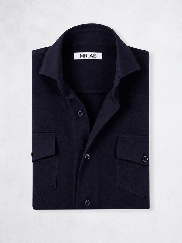 PIQUE CASHMERE SHIRT NAVY