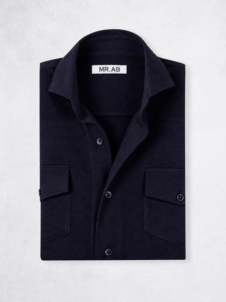 PIQUE CASHMERE SHIRT NAVY