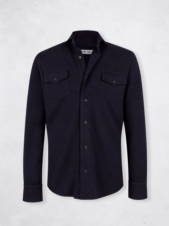 PIQUE CASHMERE SHIRT NAVY