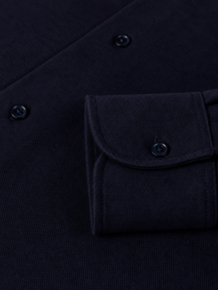 PIQUE CASHMERE SHIRT NAVY
