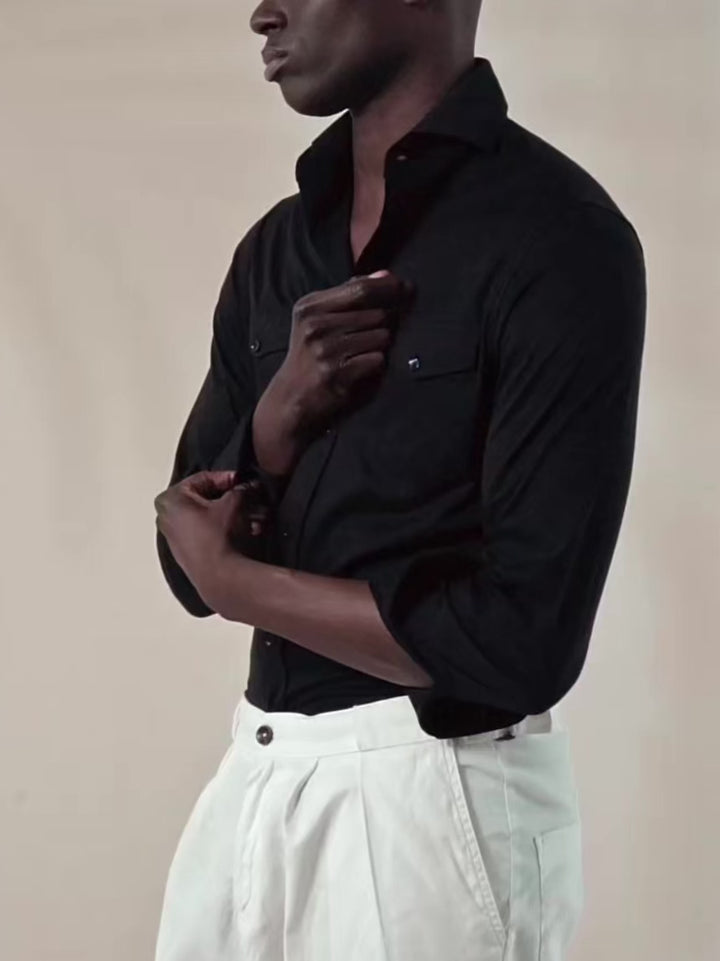 SILK POCKET SHIRT BLACK
