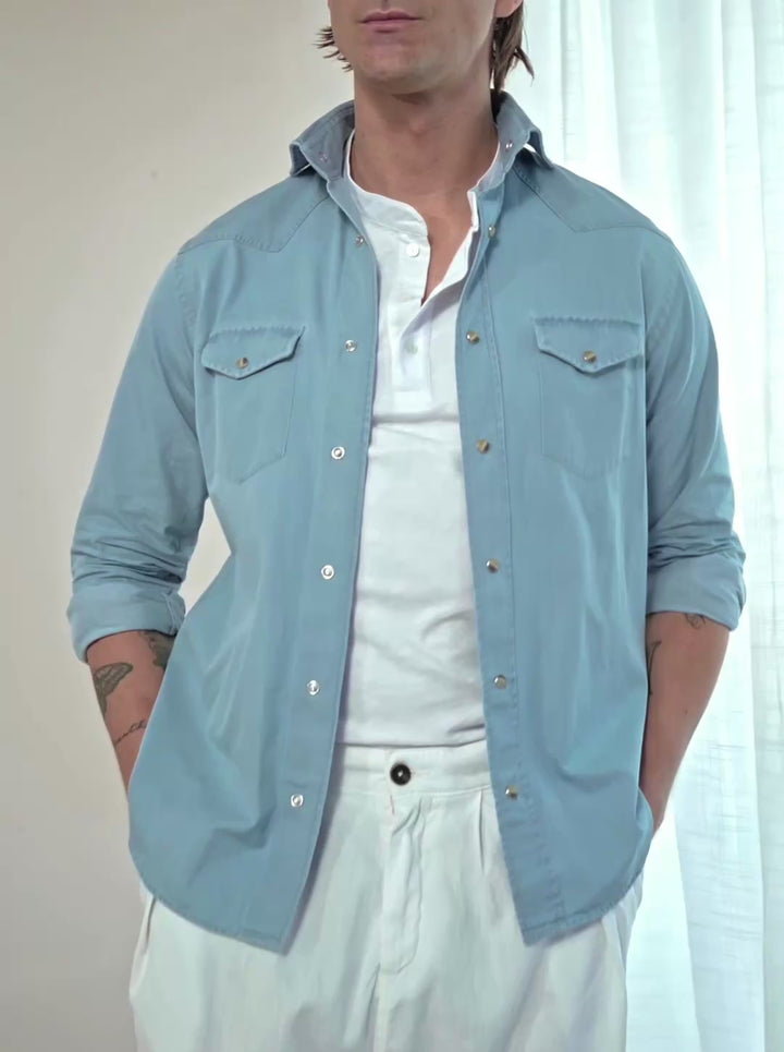 SNAP DENIM SHIRT BLUE