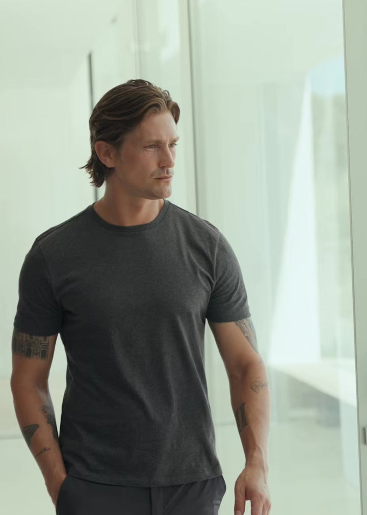 MELANGE TEE SS DARK GREY