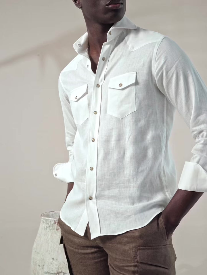 SNAP LINEN SHIRT