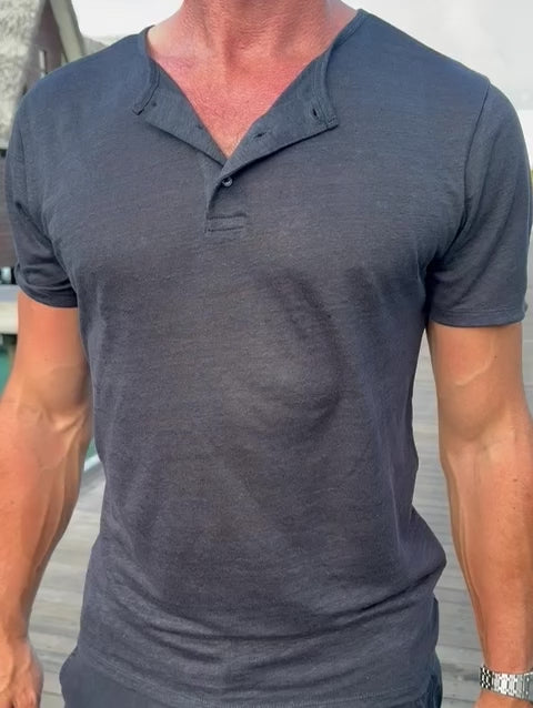 LINEN HENLEY TEE