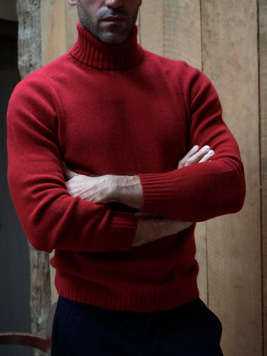 CASHMERE ROLL NECK RED