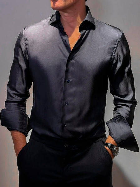 SILK SHIRT NAVY LIMITED EDITION TOPURIA