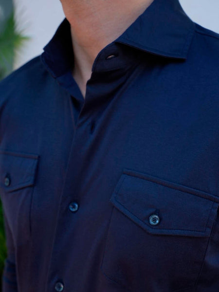 SILK POCKET SHIRT NAVY