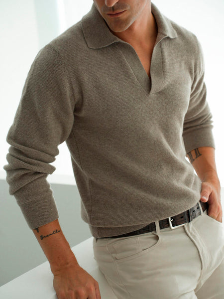 WOOL TRICOT POLO TAUPE